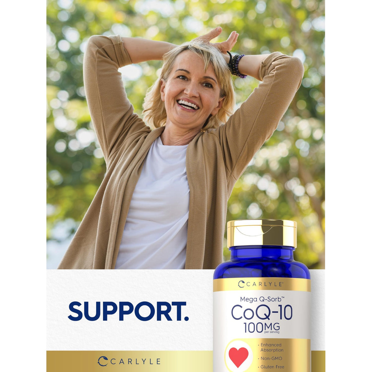 Carlyle CoQ10 100mg Softgels | 240 Count | Mega Q-Sorb Coenzyme Q-10