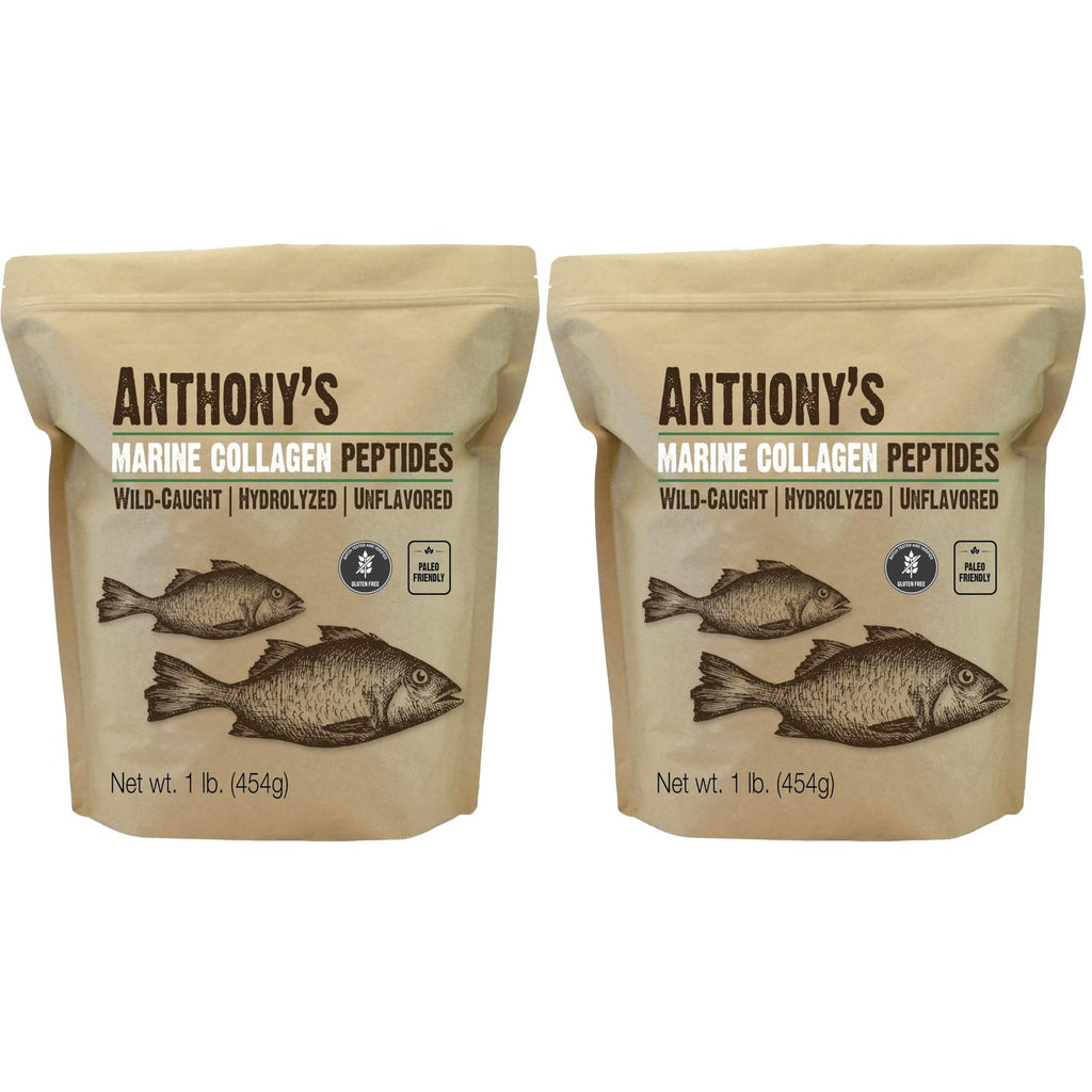 Anthony's Hydrolyzed Marine Collagen Peptides, Gluten-Free, Paleo and Keto Friendly, Unflavored, 1-Pound (Pack of 2)