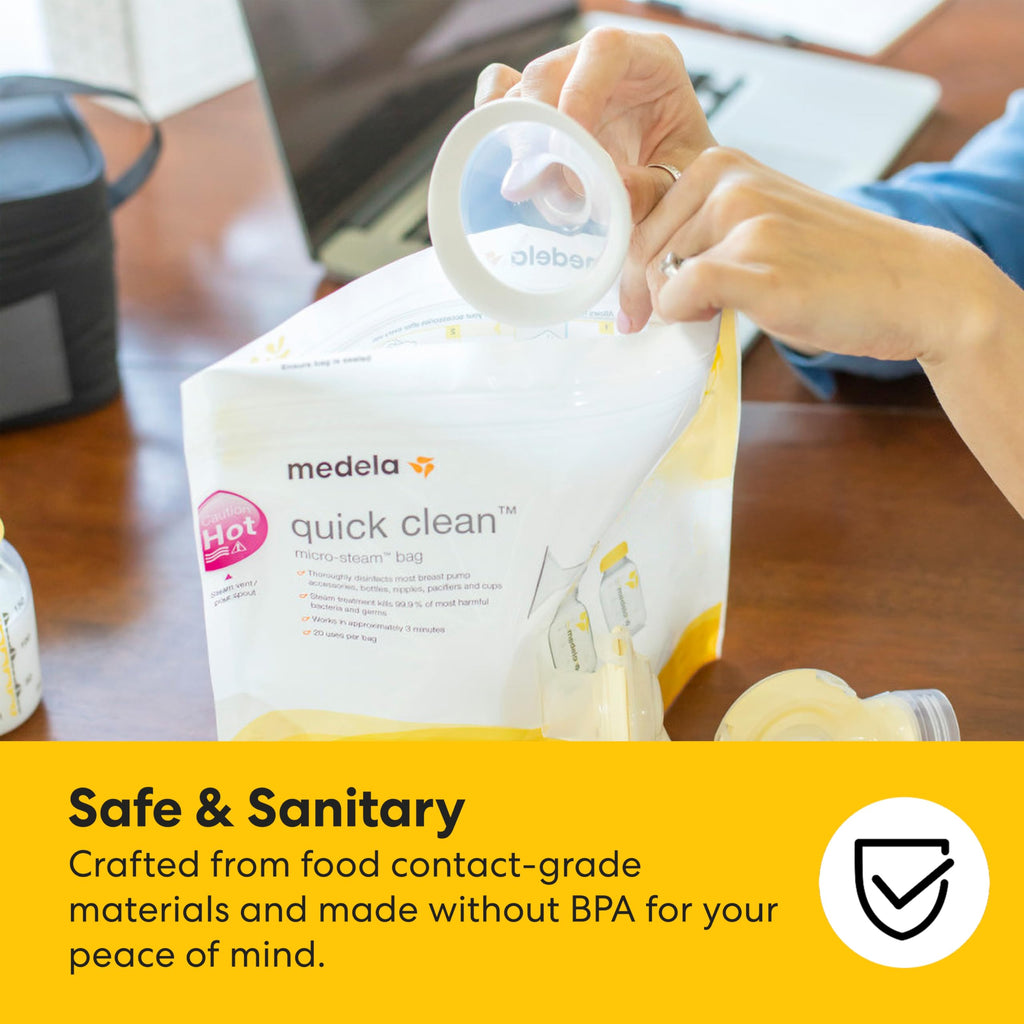 Medela Quick Clean Micro-Steam Bags | Microwave Steam Cleaning Bags | 12Ct
