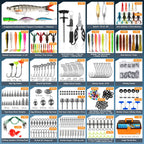 PLUSINNO Fishing Tackle Kit, Large 12X Spacious 4-Layer Tackle Box, 547 Pcs