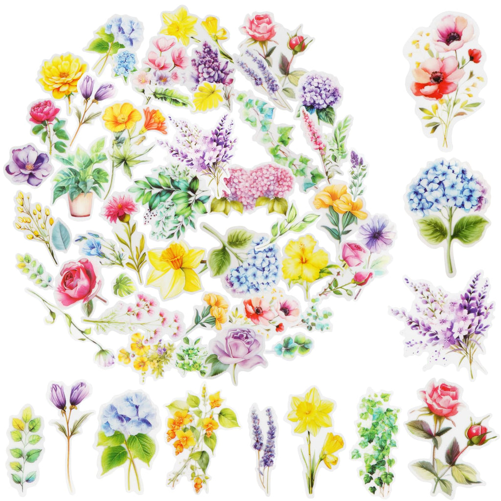 Kattykitty 309PCS Transparent Flower Stickers for Scrapbooking