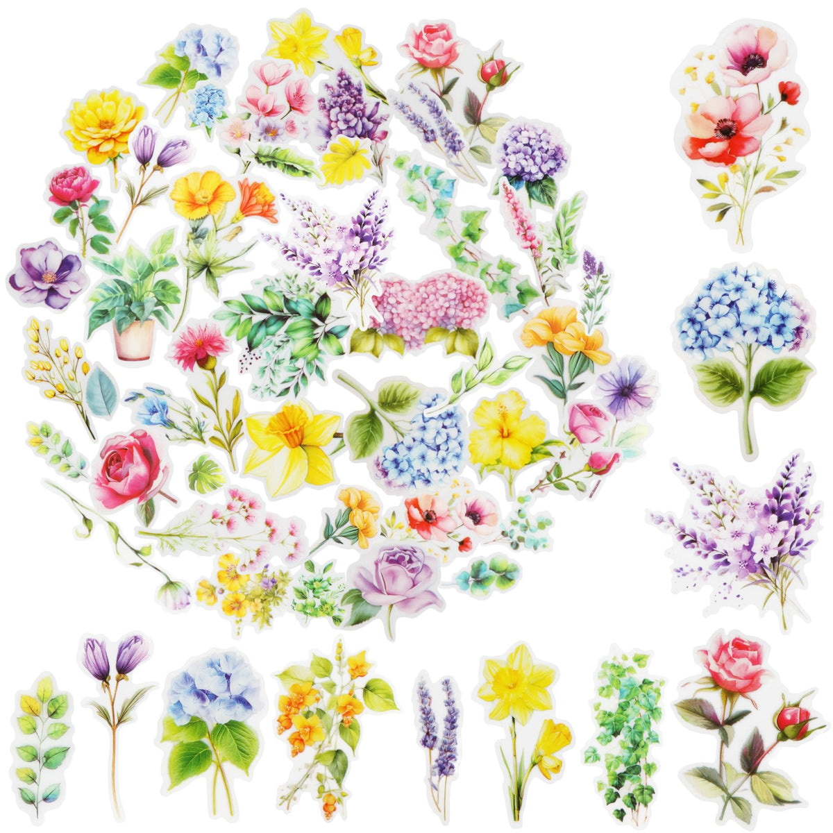 Kattykitty 309PCS Transparent Flower Stickers for Scrapbooking