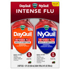Buy now Vicks DayQuil & NyQuil Intense Flu Liquid, Value Pack, Over-The-Counter, Multi-Symptom, Powerful Relief for Body Aches, Fever, Headache, Sore Throat, and Cough, 6 Hour Relief, Cherry Flavor, 12 FL OZ at indiglob india