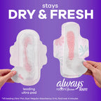 Always Radiant Teen with FlexFoam Pads, Size 4, Overnight Absorbency, with Wings, Unscented, Up to Zero leaks, Zero Feel Protection, 18 Count