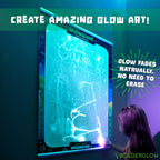 Bolderglow Glowscape - Light Reactive Drawing Surface 36 x 24 inches Super Bright Glow Effect with 2 Included Purple-Light LED Pens