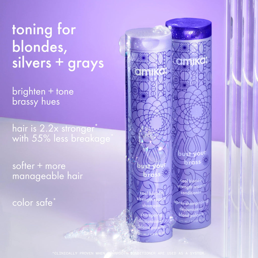amika bust your brass cool blonde strength repair shampoo