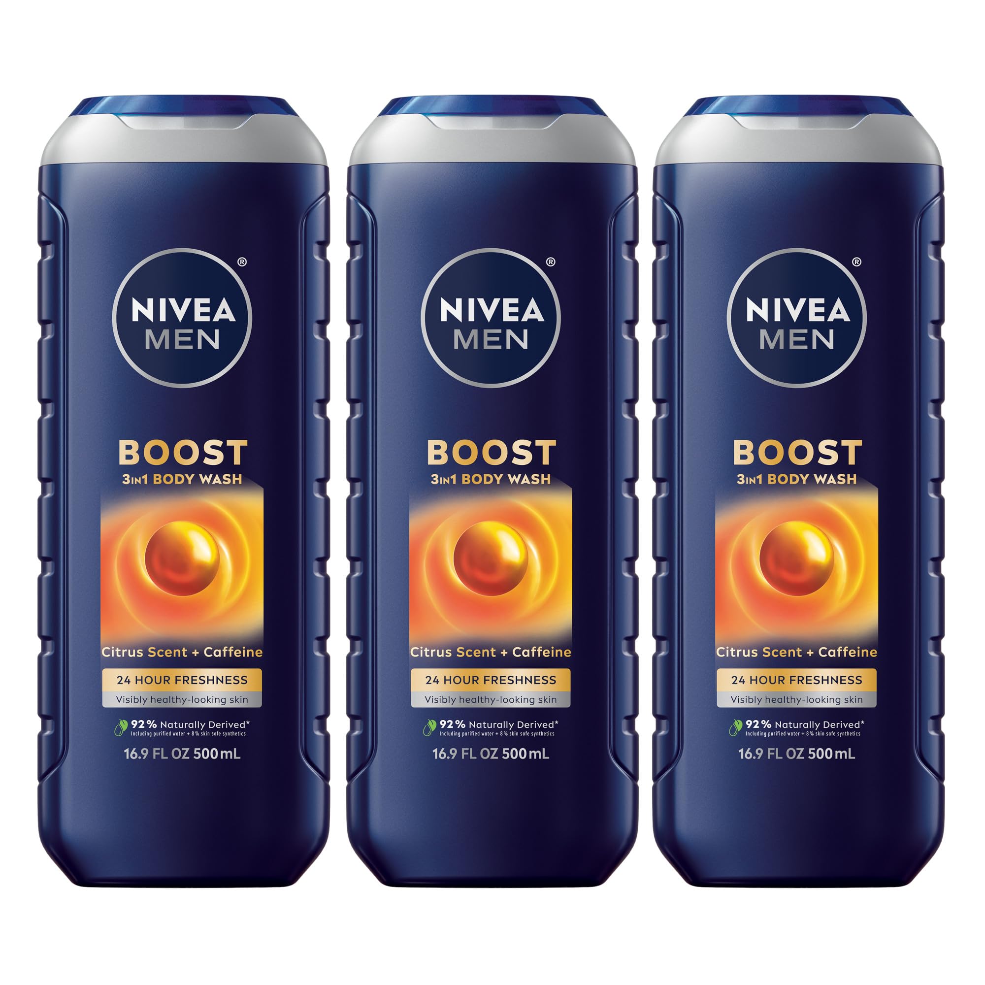 Buy now NIVEA MEN Cool Body Wash, Icy Menthol and Yuzu Scent, 3-in-1 Men's Body Wash, Face and Hair, Paraben Free, pH-Skin Friendly, 16.9 Fl Oz Bottle, Pack of 3 at indiglob india