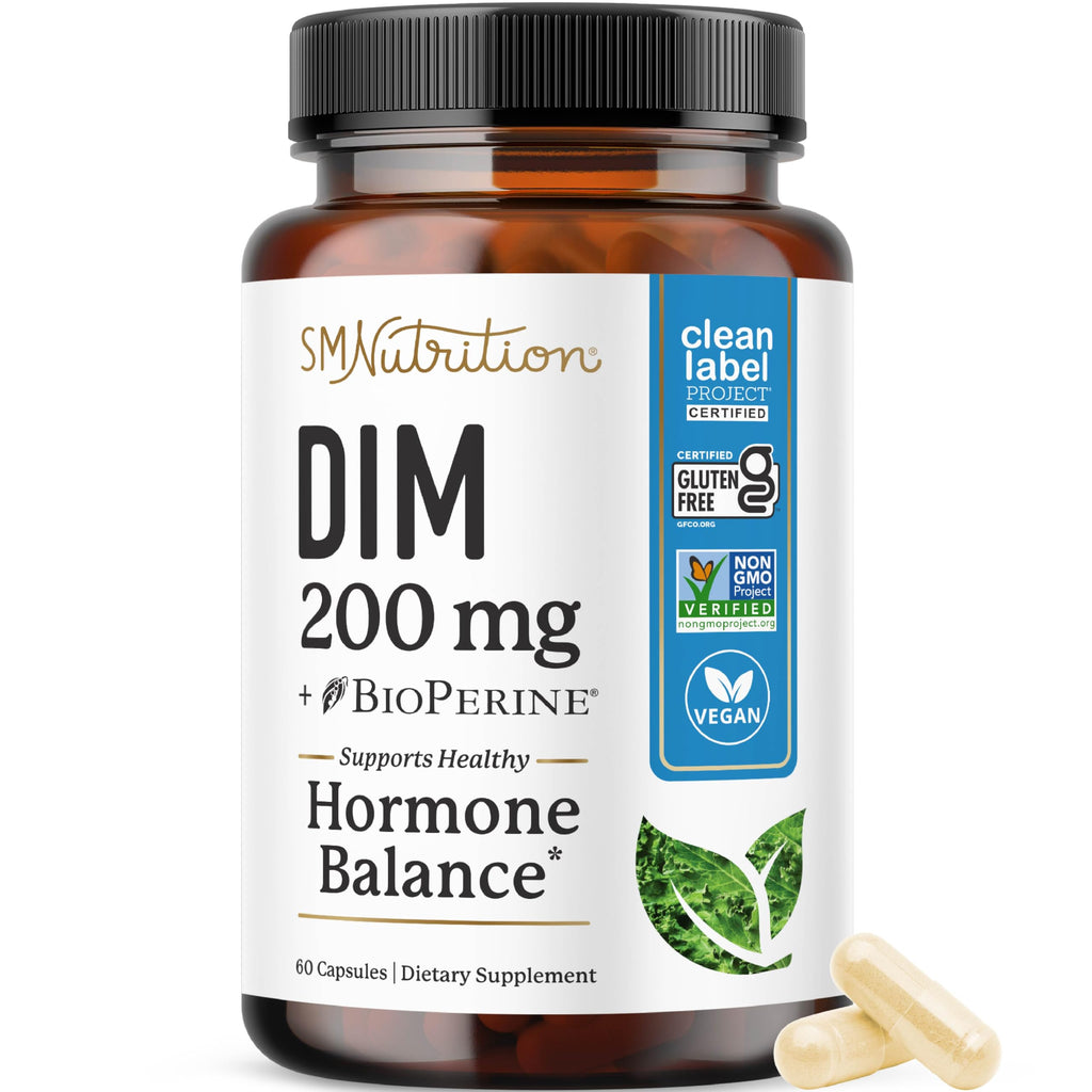 DIM Supplement 200 mg, Estrogen Balance for Women & Men, Doctor-Formulated | Hormonal Acne Menopause Hormone Balance & Antioxidant Support, Clean Label Project Certified Diindolylmethane, 60 Capsules