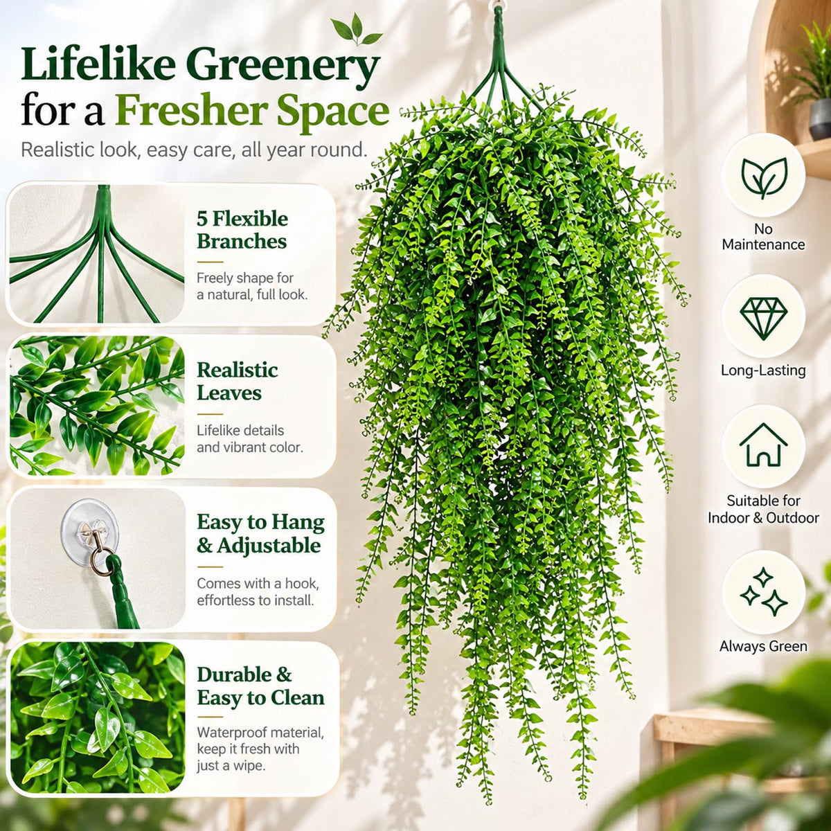 Grddaef Reptile Vines Plants for Terrarium, Flexible Vines Jungle Climbing Branch with Leaves Tank Decor for Snakes Bearded Dragons Geckos Hermit Crabs Lizards Chameleons
