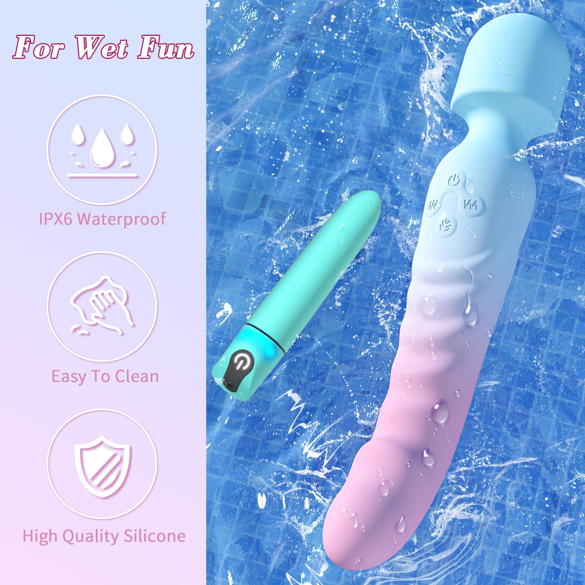 G Spot Vibrator Wand & Bullet Vibrator Set - Vibrators Sex Toys for Women, Clitoral Dildo with 7 Vibrating Modes, Waterproof Heating Wand Massager, Adult Sex Toy for Female and Couples