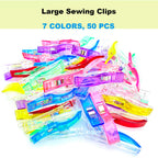 Doukey Large Sewing Clips Fabric Clips 50PCS Jumbo Quilt Clips for Quilting Assorted Colors, Multipurpose Craft Sewing Supplies Quilting Accessories Crafting Tools
