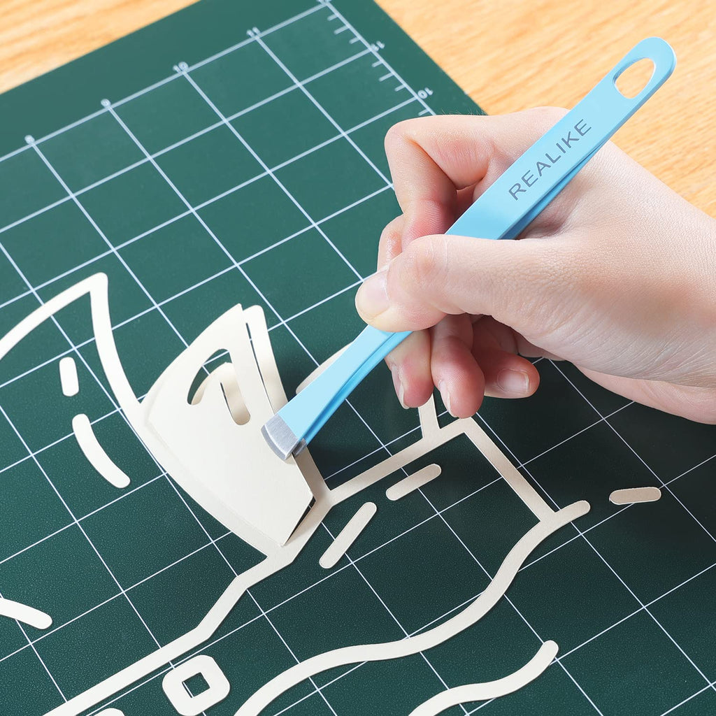 REALIKE Brayer Roller & Mat Tweezers Remover Set Craft Stamping Brayer Tools Compatible with Cricut/Silhouette/Brother Crafting Printmaking