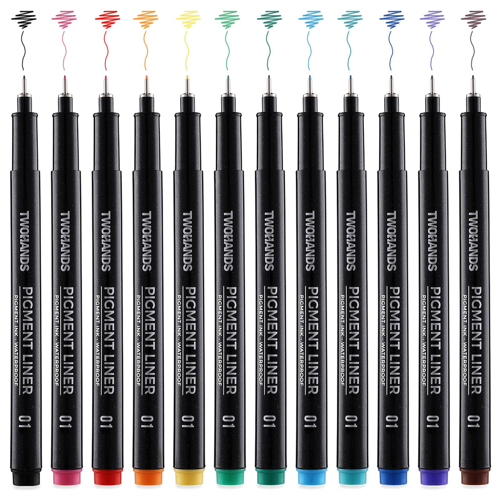 Buy now TWOHANDS Art Pens,Fineliner Ink Pens,Set of 12 Technical Drawing pen,Pigment Pen,Fine Point,Black,Waterproof,for Art Watercolor,Sketching,Anime,Manga, 902188 at indiglob india