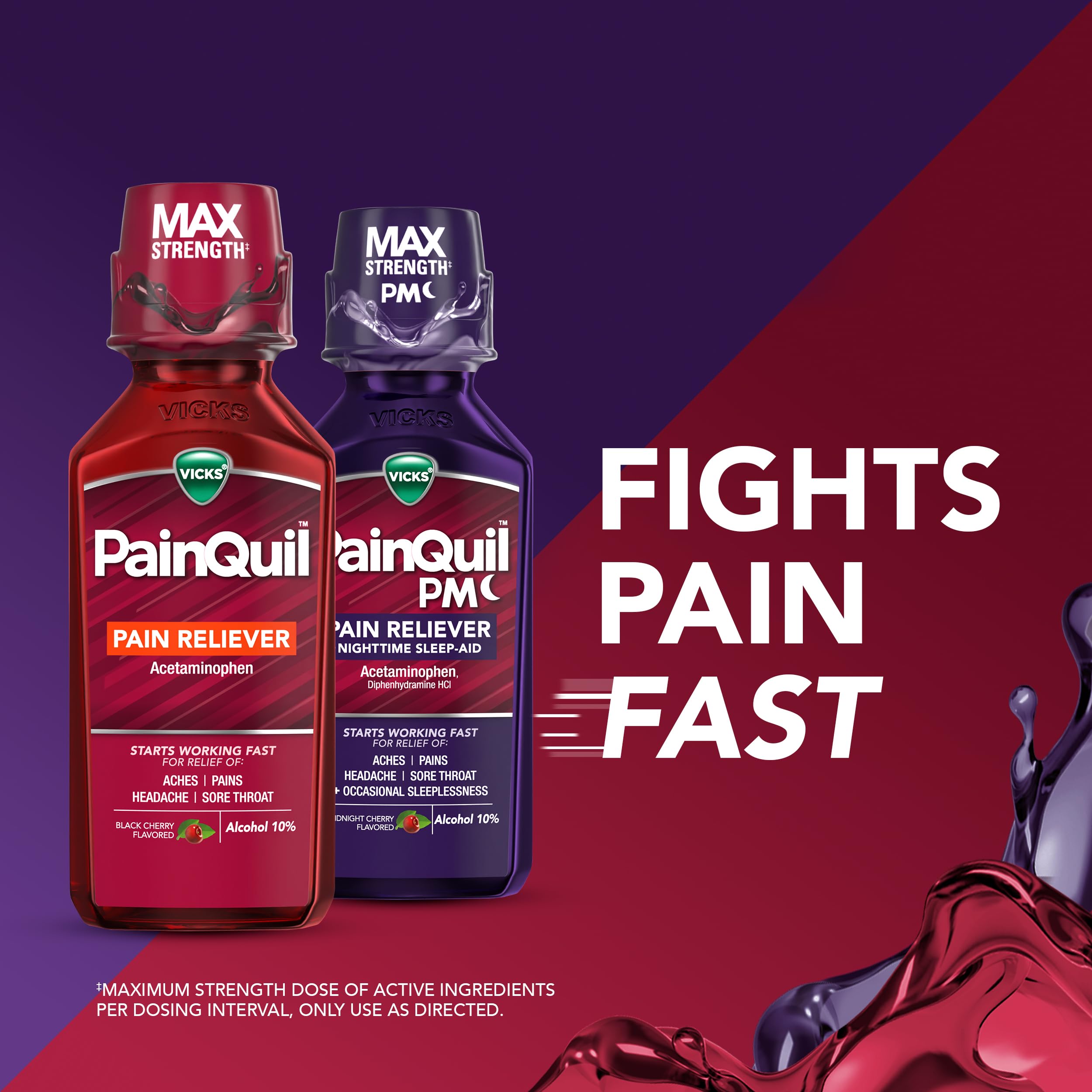 Buy now Vicks PainQuil & PainQuil PM Pain Relief Liquid, 1000mg Acetaminophen, 2x12 oz at indiglob india