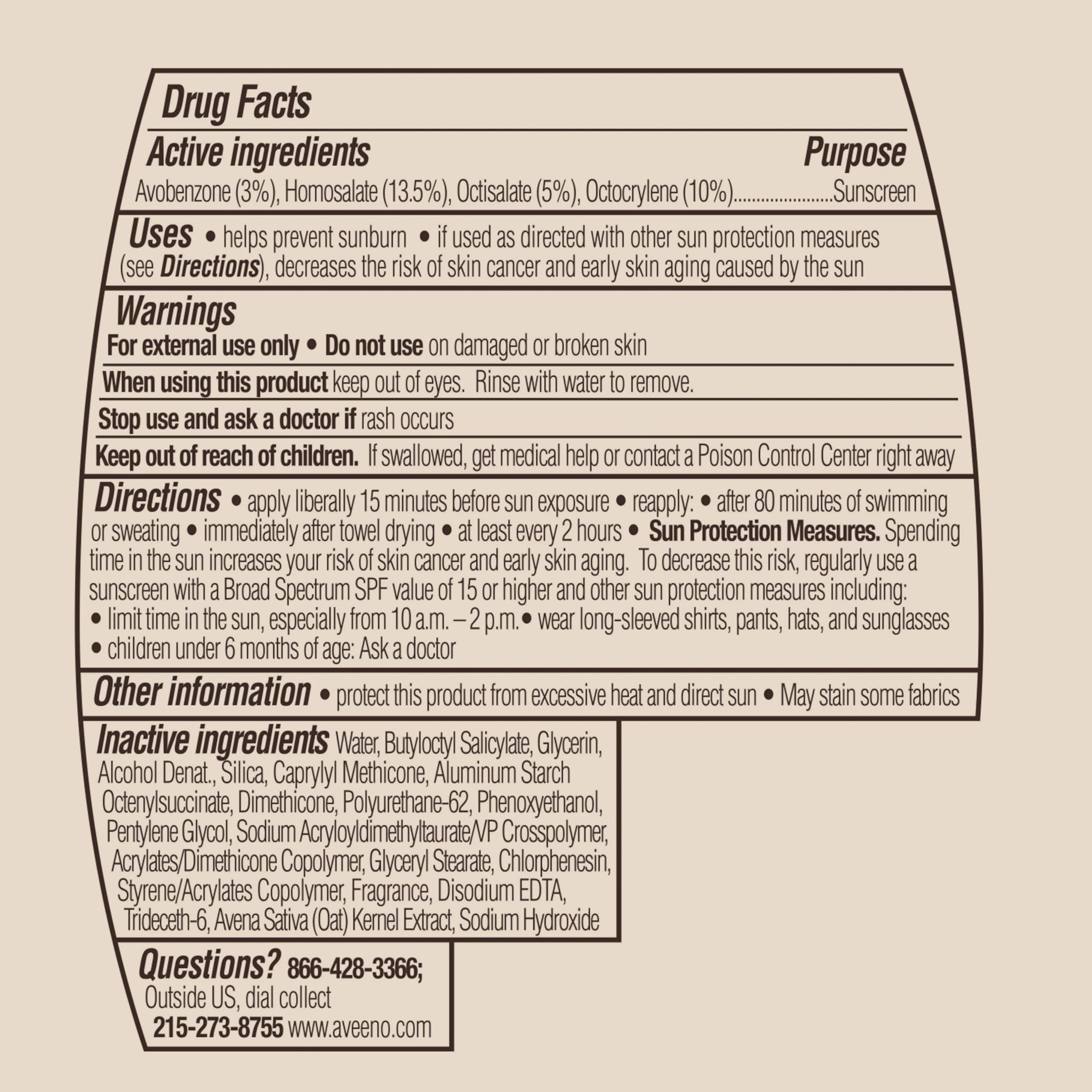 Aveeno Protect + Hydrate Sunscreen Lotion for Body & Face with Prebiotic Oat, SPF 60 Broad Spectrum Sunscreen, Paraben, & Oil Free, Water & Sweat Resistant (80-min) for Sensitive Skin, 12 FI Oz