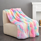 Buy now BOBOR Faux Fur Throw Blanket, Tie Dye Rainbow Sherpa Fleece Fluffy Blanket for Girls, Super Soft Fuzzy Plush Cozy Lightweight Decorative Blankets for Couch Sofa Bed (Rainbow, 59"x79") at indiglob india