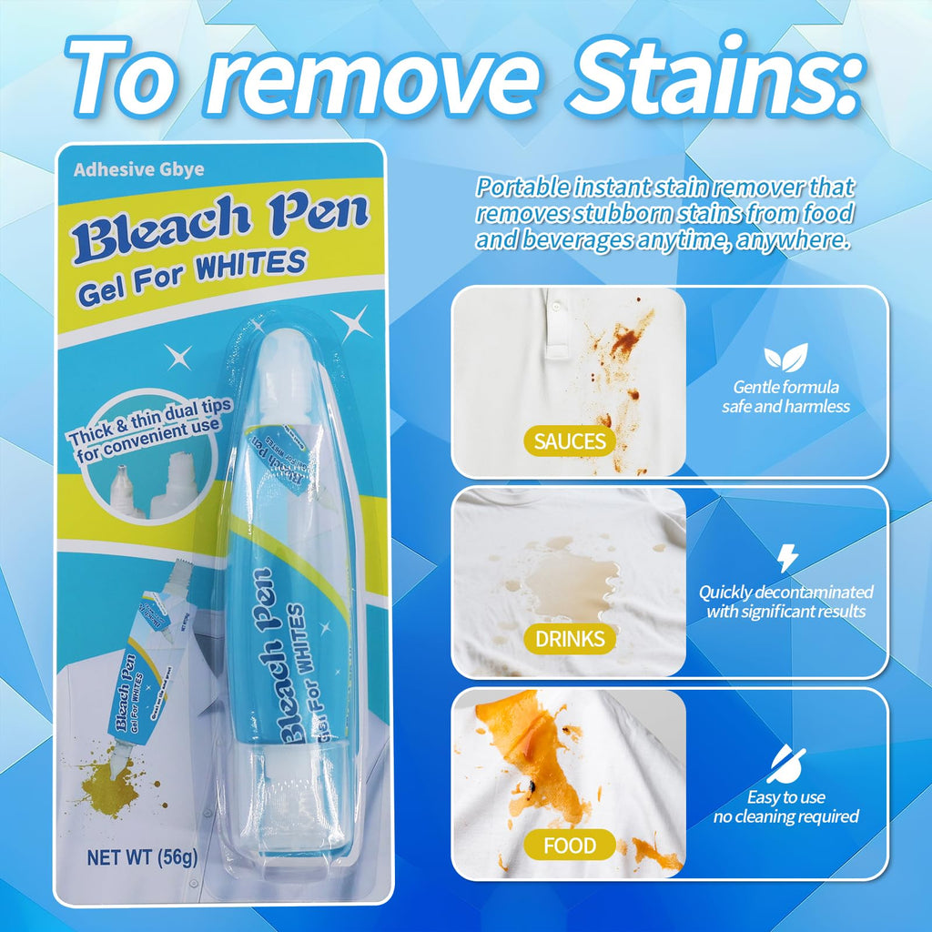 Bleach Pen, Bleach Pen For Clothing, Stain Remover Pen, Instant Travel Stain Cleaner for Clothes, Food, Wine, Coffee, Makeup, Clothing Bleached DIY Design, Portable & Easy Use (1 pack)