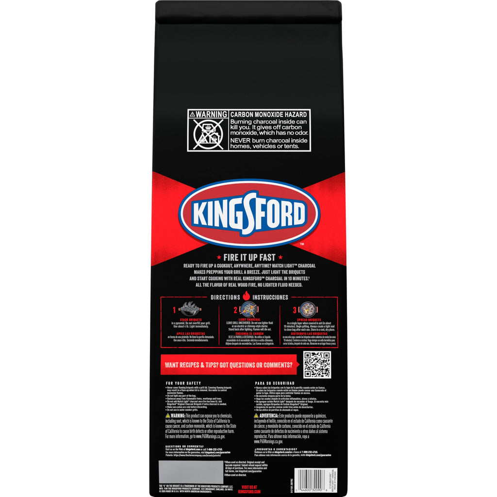 Kingsford Match Light Instant Charcoal Briquettes, BBQ Charcoal for Grilling, Ready in 10 Minutes, No Lighter Fluid or Starter Needed, 12 lbs