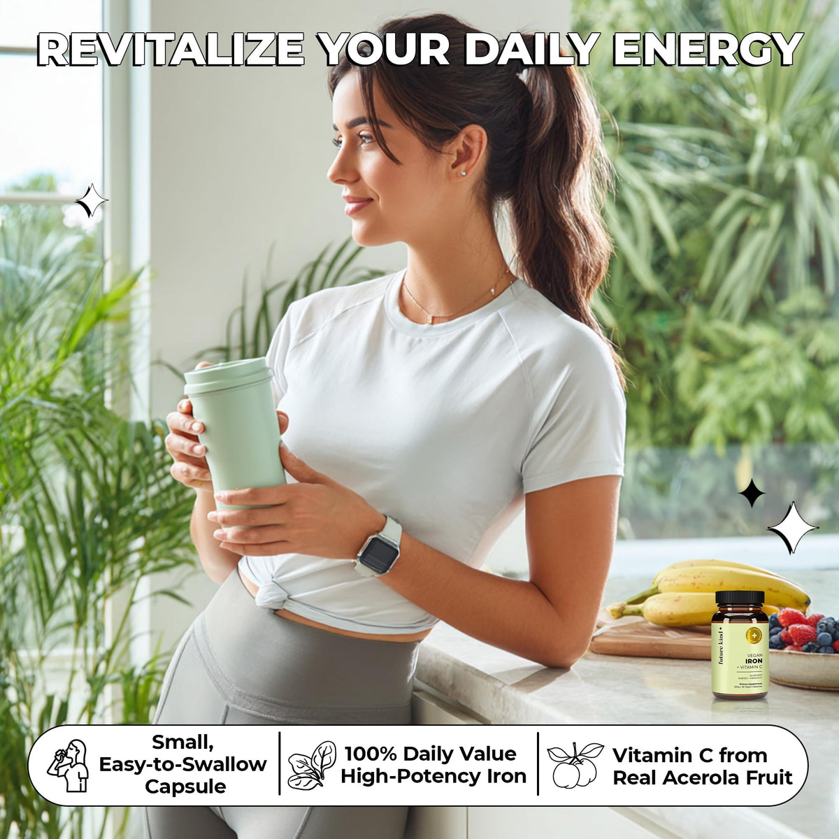 Future Kind Iron Supplement for Women & Men, Chelated Bisglycinate, 30ct