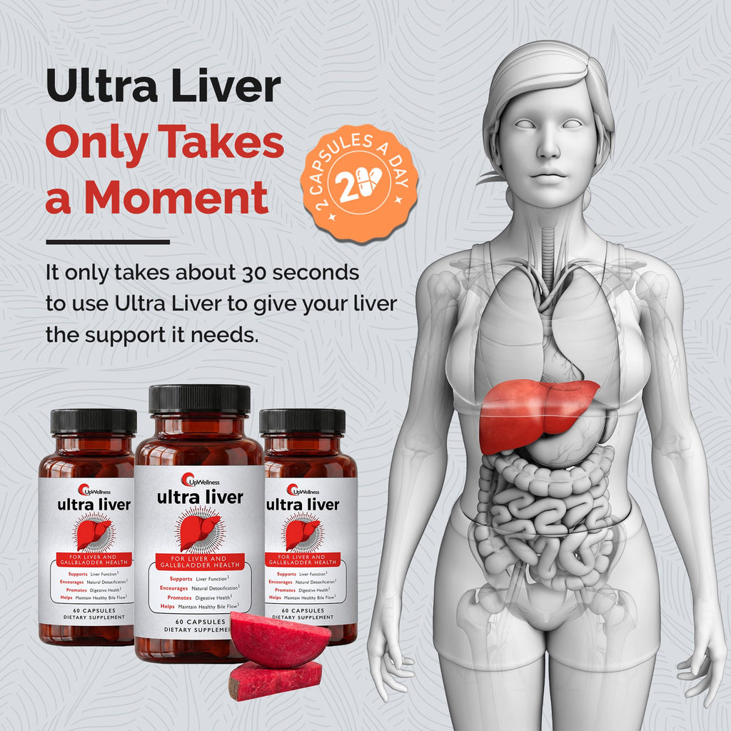 Ultra Liver Supplement for Liver Care & Support and Gallbladder Support - Powered by TMG, NAC Milk Thistle, and More - Liver Cleanse Detox & Repair - 60 Capsules
