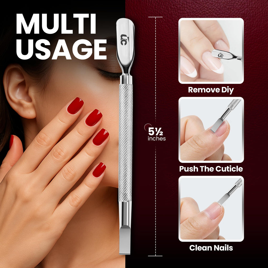 Utopia Care Cuticle Pusher Tool & Spoon Nail Cleaner | Professional Stainless Steel Cuticle Remover & Cutter, Durable Manicure & Pedicure Tool for Finger & Toenails