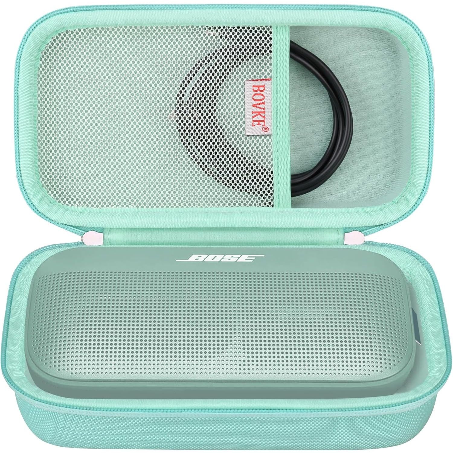 Buy now BOVKE Hard Travel Speaker Case for Bose New SoundLink Flex Speaker (2nd Gen) / Bose SoundLink Flex Bluetooth Portable Speaker, Extra Mesh Pocket for Bose Speaker Charger, Charging Cables, Stone Blue Alpine Sage at indiglob india
