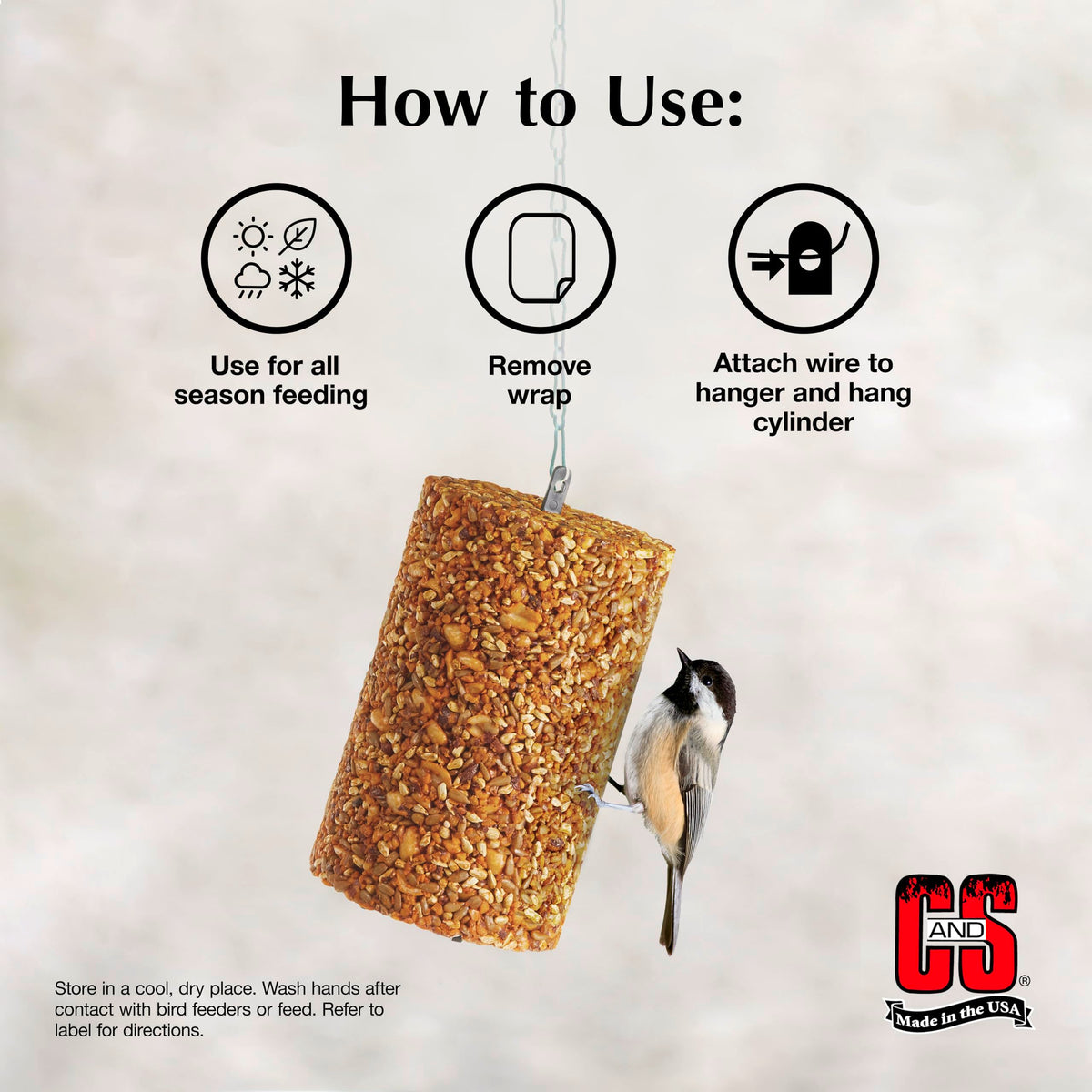 C&S Ready to Use Hot Pepper Bird Seed Cylinder, Spicy Wild Bird Outdoor Feeder with Hanger, 1.76 Pound Cylinder, 2 Pack