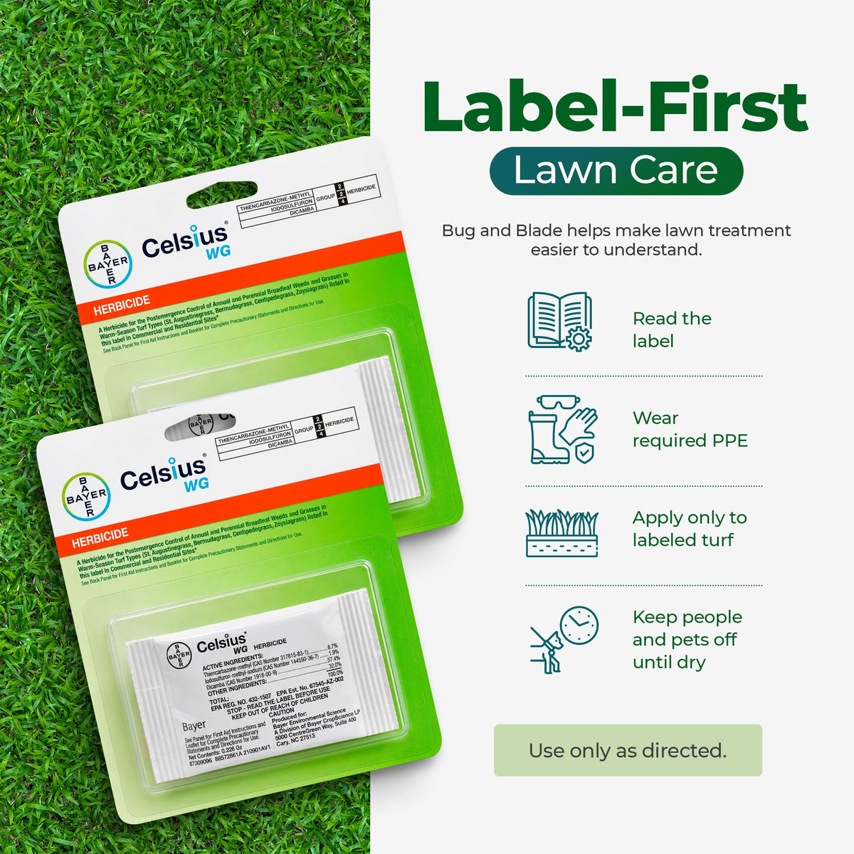 Celsius WG Herbicide 2-Pack with Bug And Blade Weed ID Card