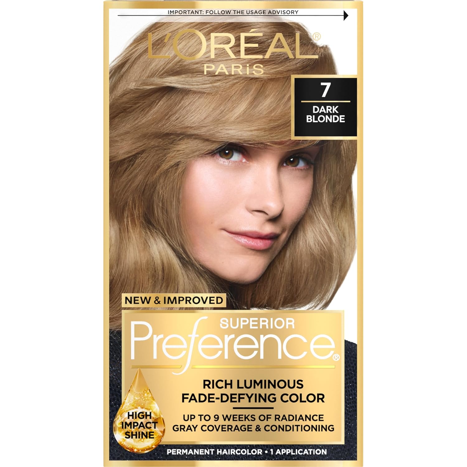 Buy now L'Oreal Paris Superior Preference Luminous Fade-Defying Permanent Hair Color, Hair Dye For Up to 9 Weeks of Radiance, Light Ash Blonde 9A, 1 Hair Dye Kit 7 Dark Blonde 1 Count (Pack of 1) at indiglob india