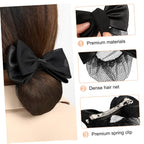 Buy now Beaupretty 2 Pieces Hair Snood Net Barrette Mesh Clip Elastic Butterfly Bun Bow Headdress for Lady Women Dance Office (Black) at indiglob india
