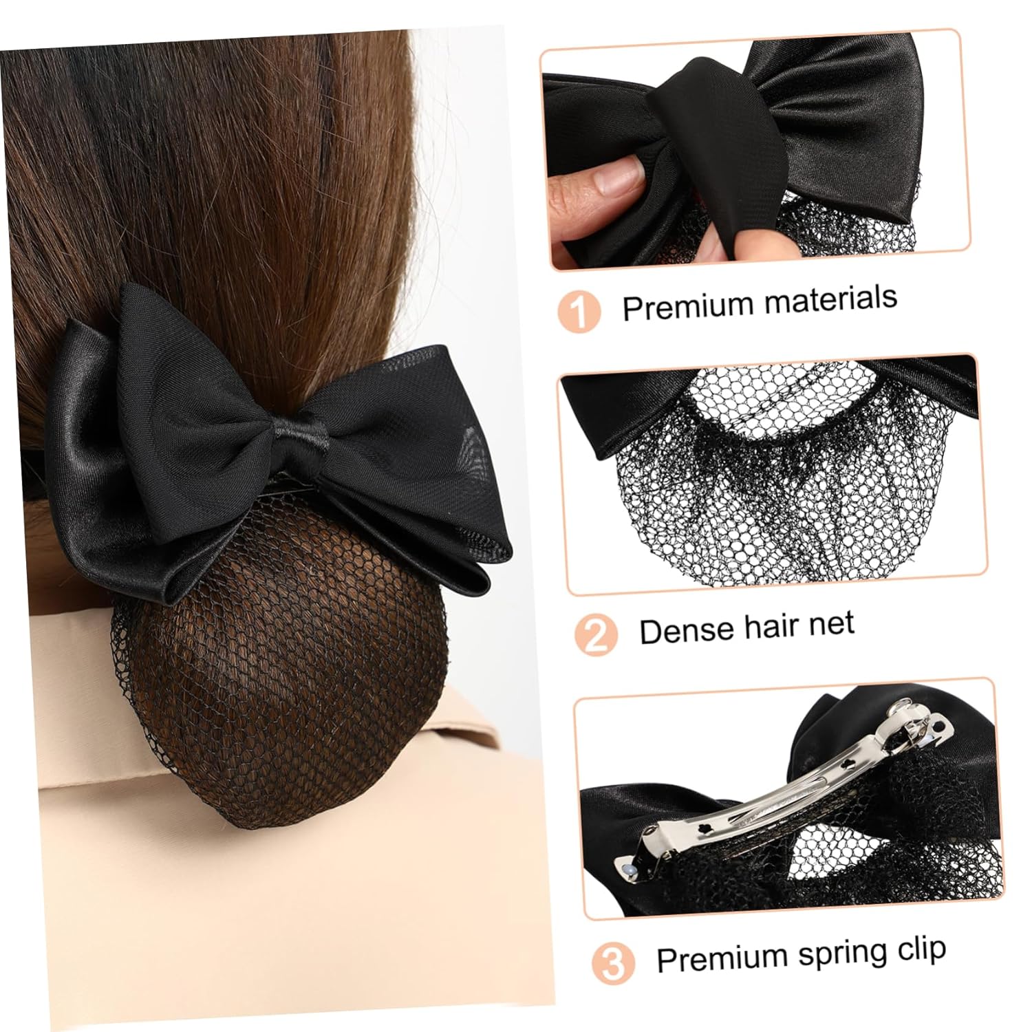 Buy now Beaupretty 2 Pieces Hair Snood Net Barrette Mesh Clip Elastic Butterfly Bun Bow Headdress for Lady Women Dance Office (Black) at indiglob india