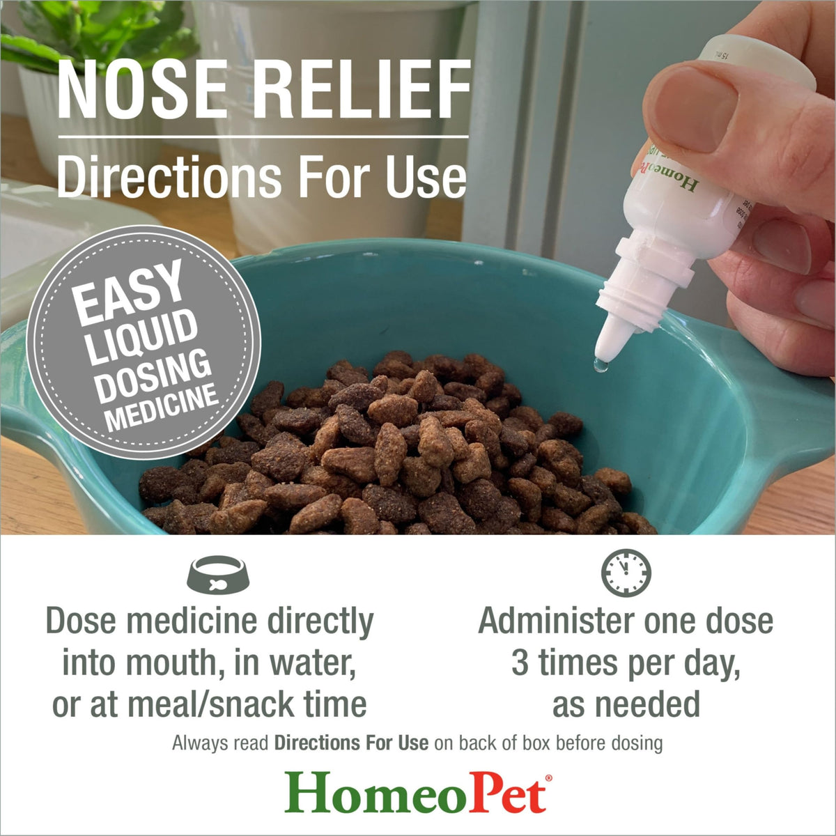 HomeoPet Nose Relief, Sinus Supplement for Dogs and Cats, 15 Milliliters