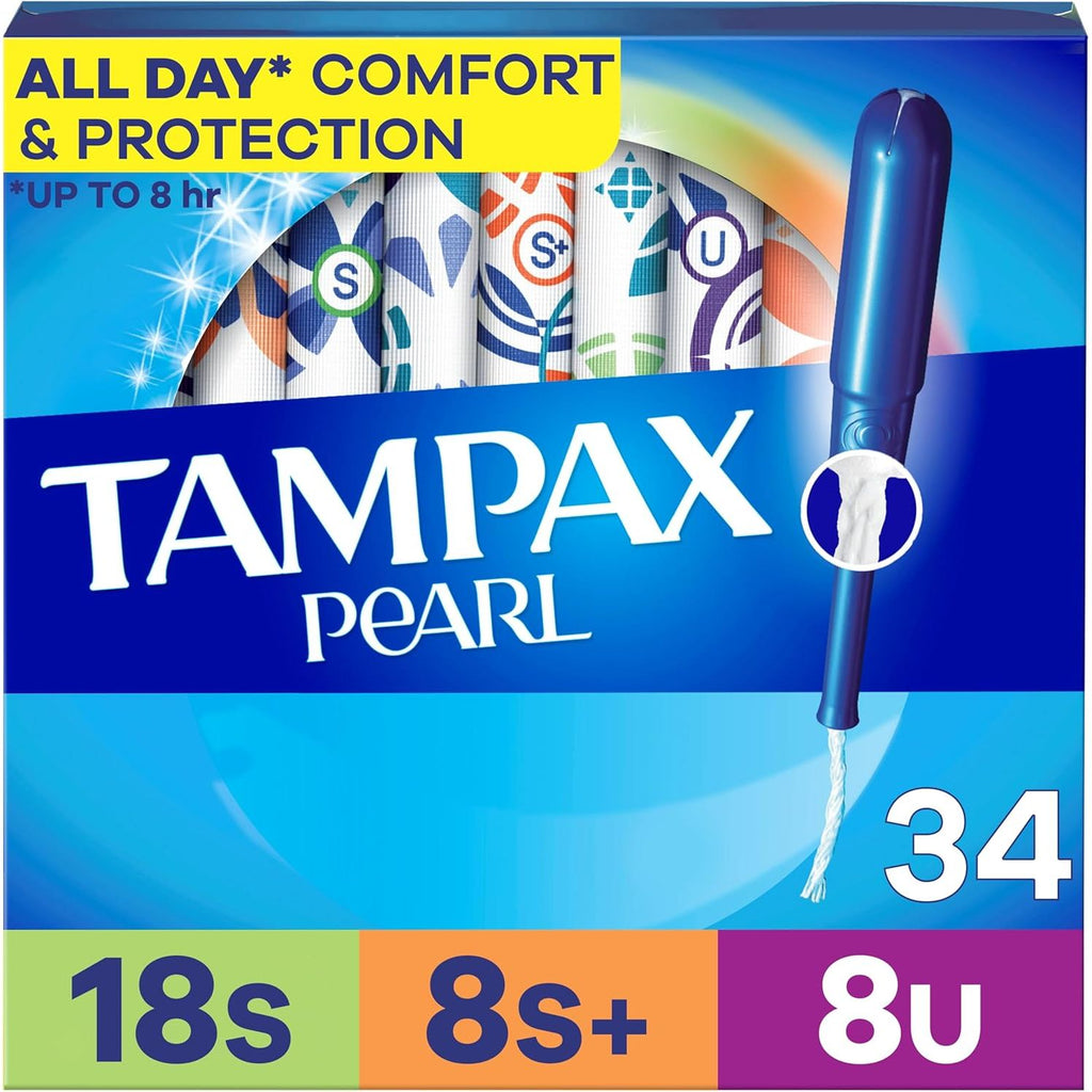 Buy now Tampax Pearl Tampons Multipack, with LeakGuard Braid, Super/Super Plus/Ultra Absorbency, Unscented, 34 Count at indiglob india