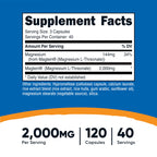 Nutricost Magnesium L-Threonate As Magtein 2000mg, 120 Capsules, GMO-Free | Gluten Free, Vegetarian Friendly