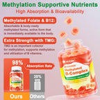 Super Vitamin B Complex Filled Gummies for Women Men, Methylated w/Omega 3 | Magnesium, CoQ10, Ashwagandha, Vitamin C, TMG -All B - B1, B2, B3, B5, B6,B7,B9,Methyl B12, Inositol, PABA, Sugar Free, 2Pack