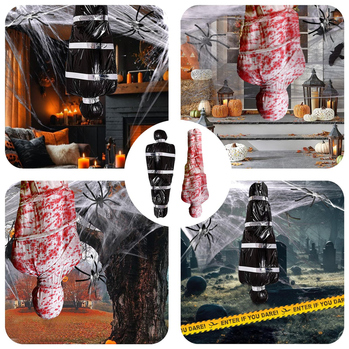 2 Packs 6ft Dead Body Bags Hanging Corpse Props Scary Halloween Decorations