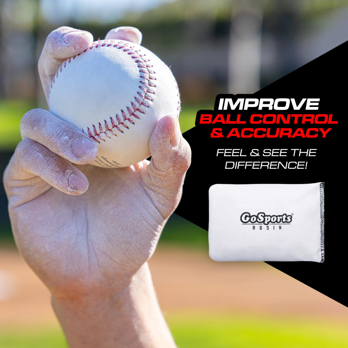 GoSports Rosin Bag - Multi-Sport Dry Grip Powder for Baseball, Softball, & More - Includes Resealable Bag