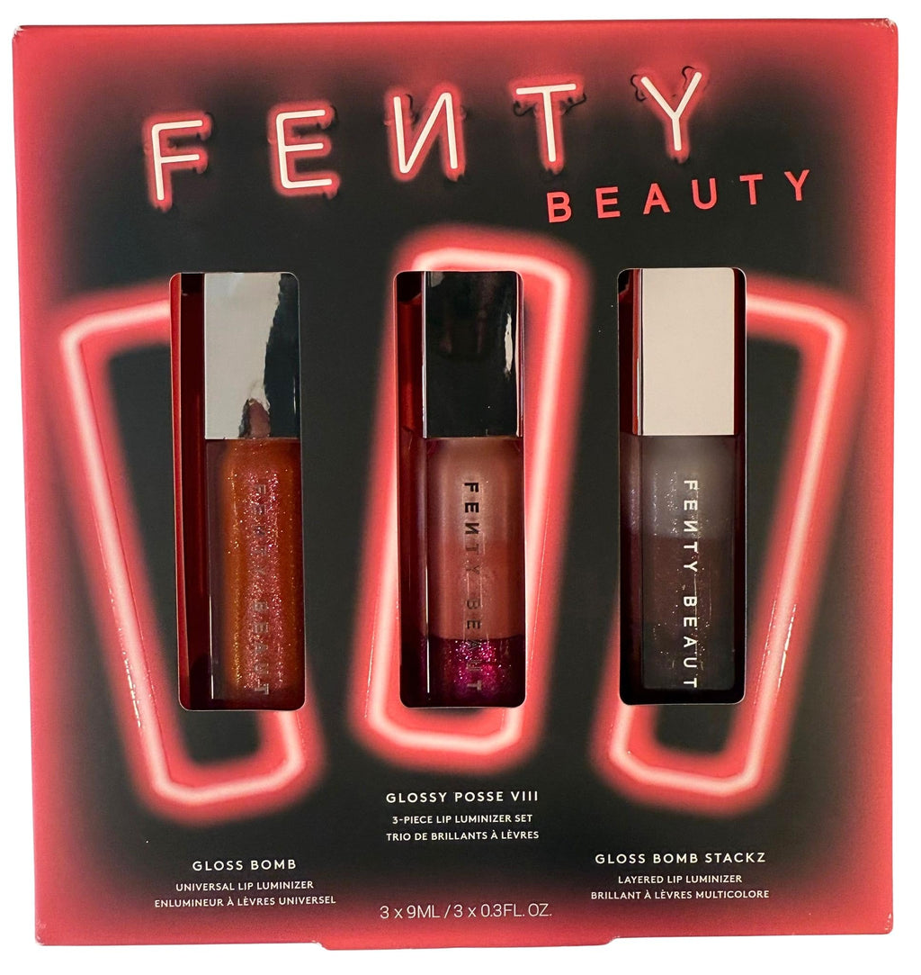 Buy now FENTY BEAUTY Glossy Posse VIII 3-Piece Lip Luminizer Set | Shades Fenty Glow Fantasy, Sugar Plumz, Spiked Hot Chocolit | 3 x 0.3 Fl Oz at indiglob india