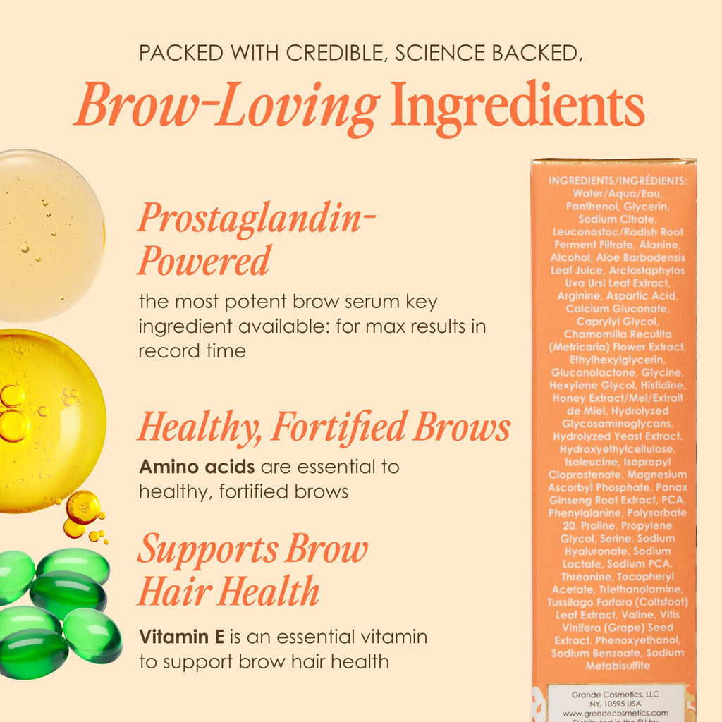 Grande Cosmetics GrandeBROW Brow Enhancing Serum For Fuller, Bolder, Looking Eyebrows - Brow Serum With Vitamins, Peptides, Antioxidants, Amino Acids, Cruelty-Free
