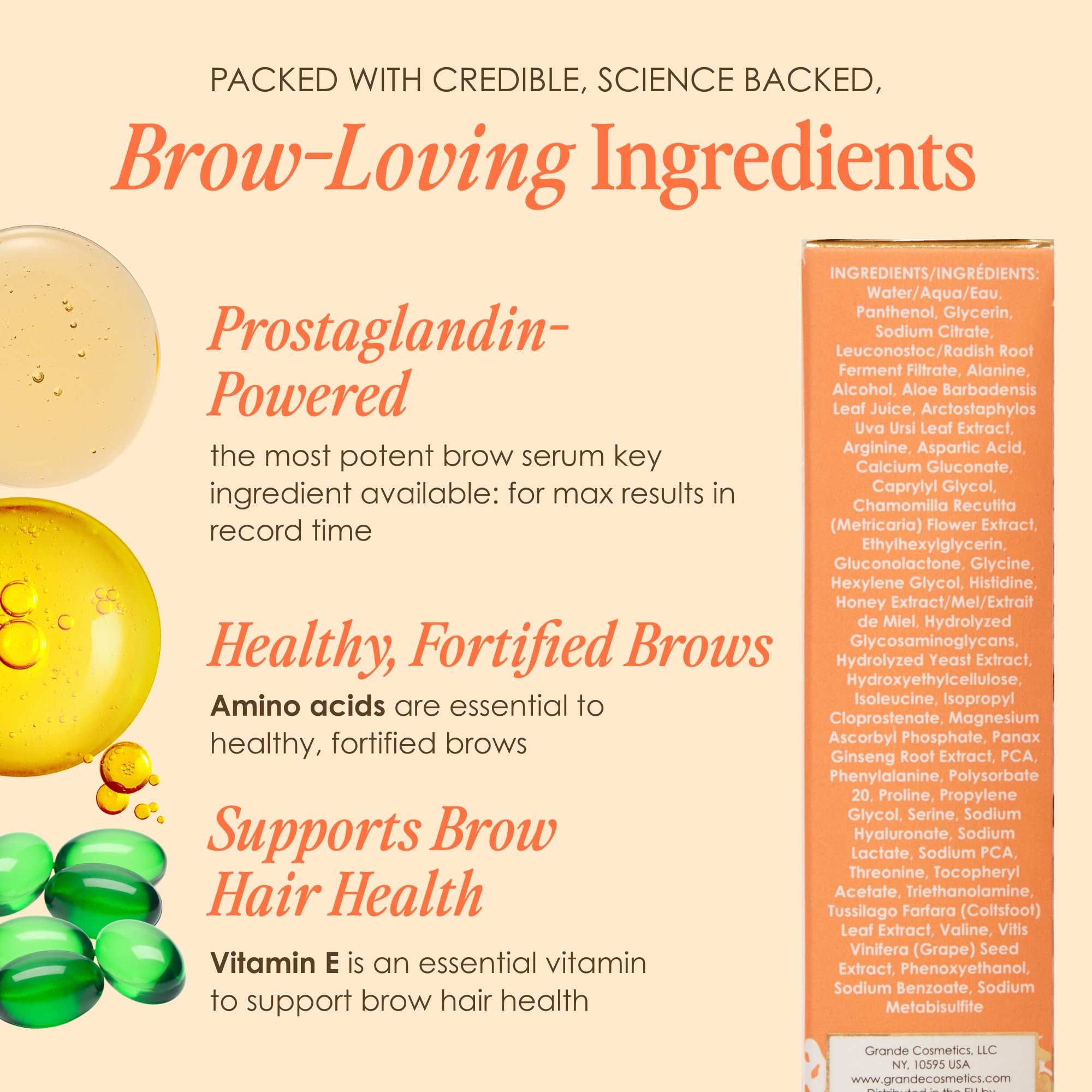Grande Cosmetics GrandeBROW Brow Enhancing Serum For Fuller, Bolder, Looking Eyebrows - Brow Serum With Vitamins, Peptides, Antioxidants, Amino Acids, Cruelty-Free