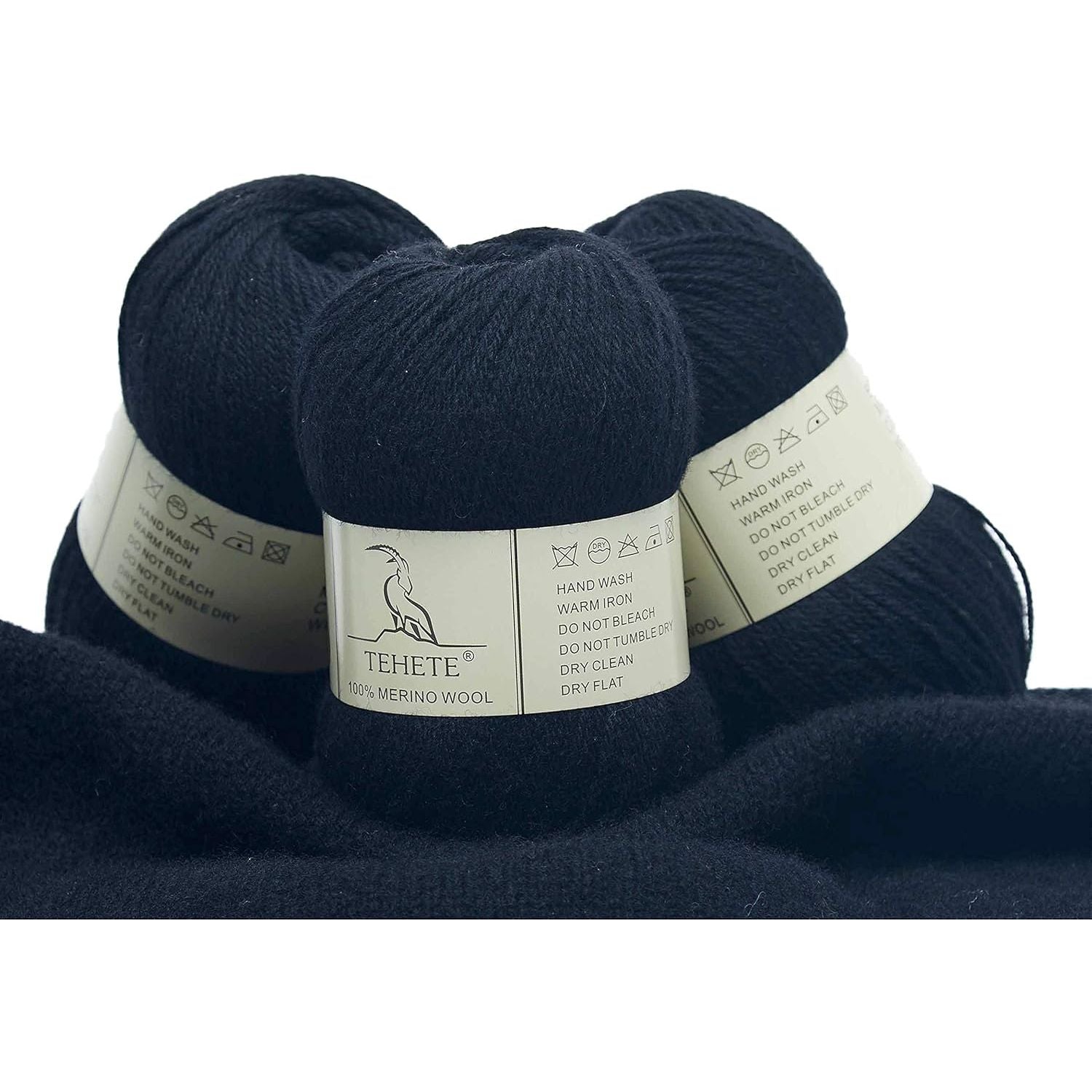 Buy now TEHETE 100% Merino Wool Yarn for Knitting 3-Ply Luxury Warm Soft Lightweight Crochet Yarn (Black) 3 Balls Black at indiglob india