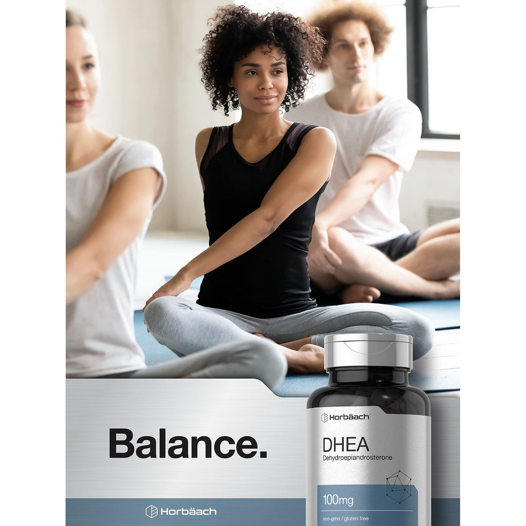Horbäach DHEA 100mg | 200 Capsules | Supplement for Men and Women | Non-GMO, Gluten Free