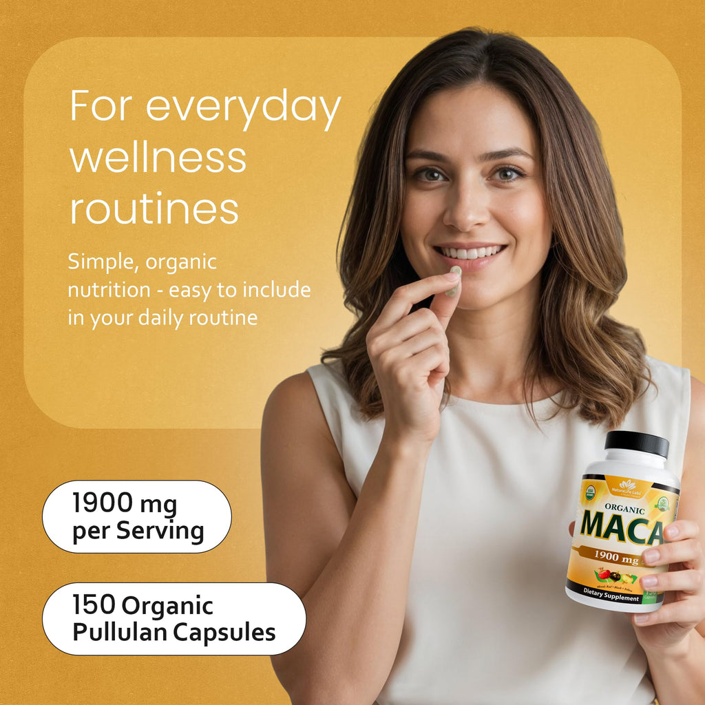 NaturaLife Labs Organic Maca Root – Black, Red & Yellow – 1900 mg per Serving – 150 Capsules – Gelatinized Peruvian Maca – Non-GMO, Gluten-Free, Vegan (2 Pack)