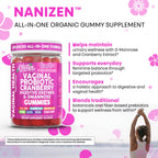 Clean Nutra Vaginal Probiotic Gummies for Women Cranberry Digestive Enzymes D Mannose Womens Probiotic Dmannose Horsetail Bromelain Chicory Fiber Feminine Care Prebiotics Inulin Papaya Enzyme Gummy