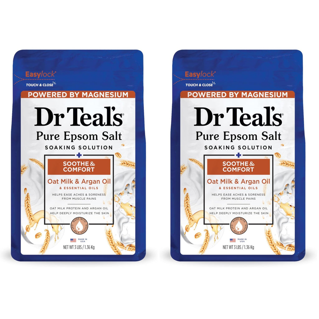Dr Teal's Epsom Salt Magnesium Soak, Soothe & Comfort with Oat Milk & Argan Oil, 3 lbs
