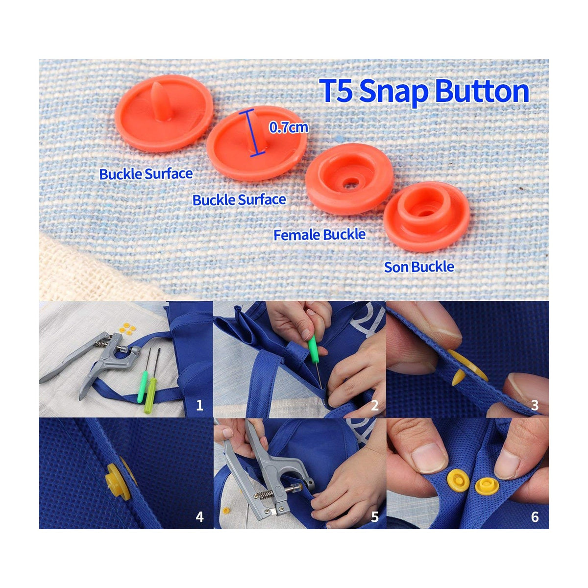 ilauke 400 Sets Snap Buttons with Snap Pliers, Snap Kit for Clothes Sewing