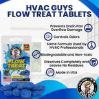 HVAC Guys AC Drain Pan Tablets 12PK | Flow Treat Tablets Prevents Odors, Keeps HVAC Drain Pan Clean, Prevents Overflow | One Tablet Lasts up to 4 Weeks