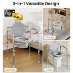 soundfuse 3 in 1 Bedside Commode Toilet for Seniors, Sturdy Dual-Crossbar