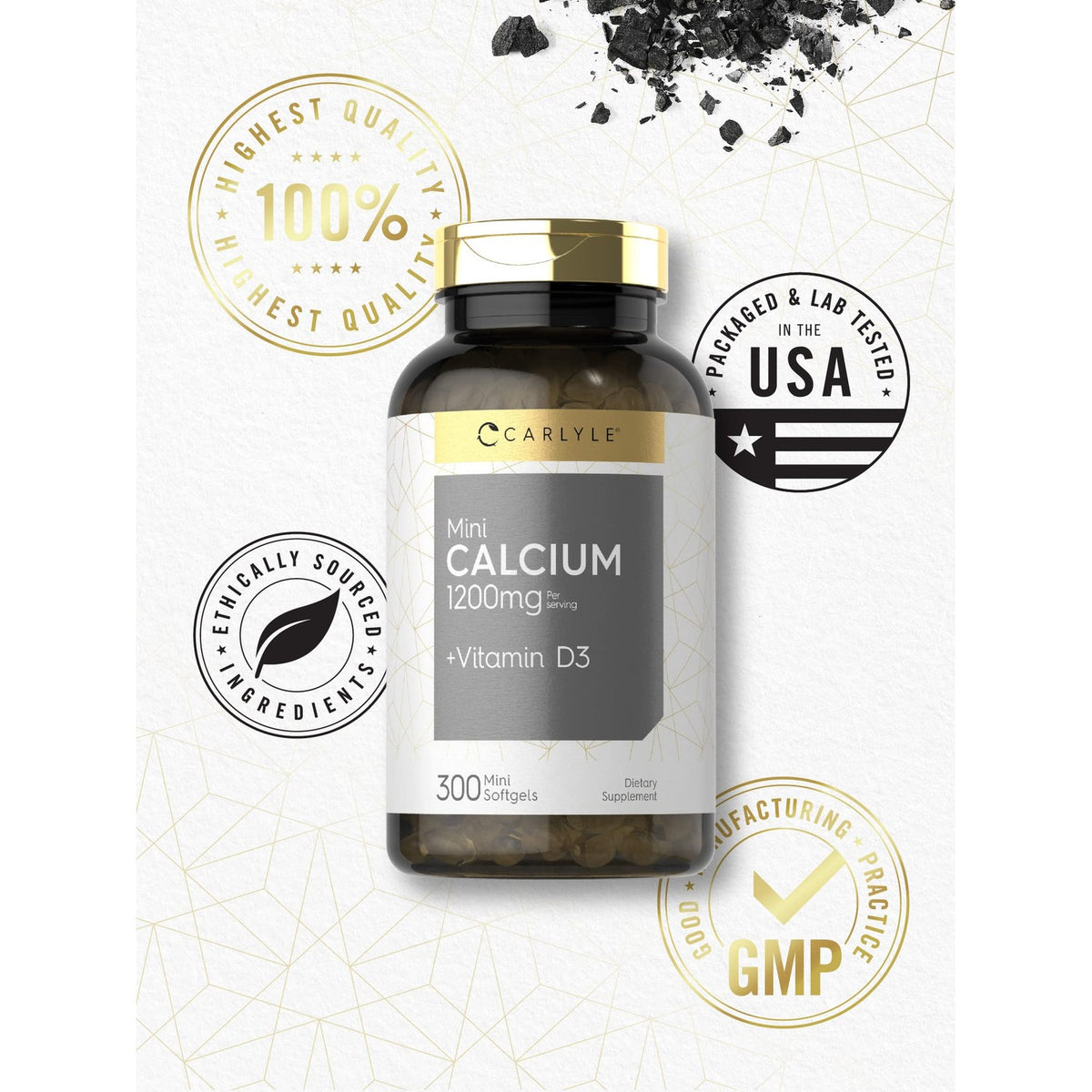 Carlyle Calcium 1200 mg with Vitamin D3 | 300 Softgels