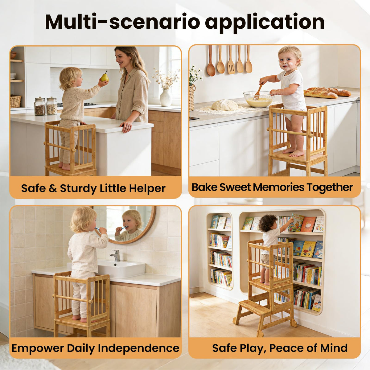 HBTower Toddler Standing Tower, Kids Kitchen Step Stool with Safety Rails